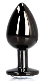 bijou anal round gem l 8 x 4cm noir transparent 3
