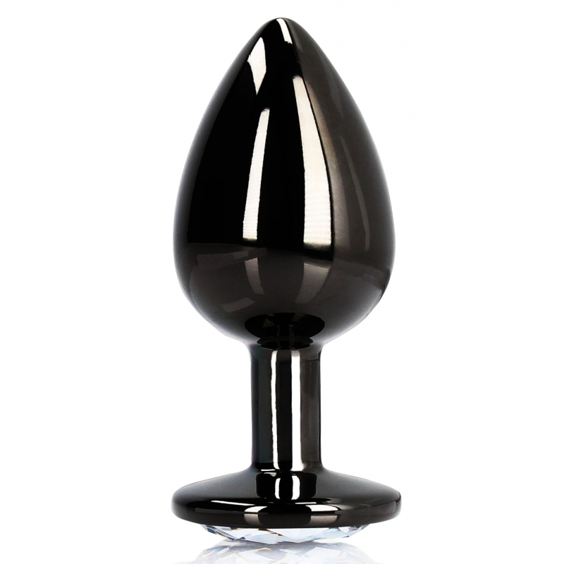 bijou anal round gem l 8 x 4cm noir transparent 3