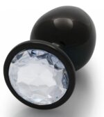 bijou anal round gem l 8 x 4cm noir transparent 4