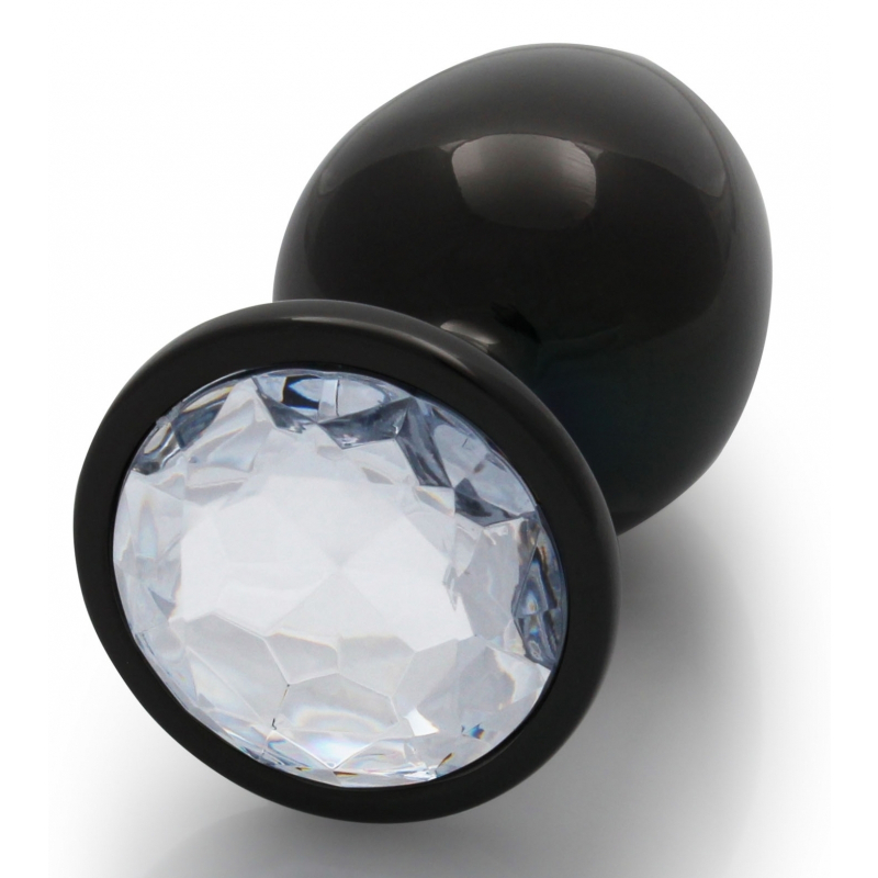 bijou anal round gem l 8 x 4cm noir transparent 4