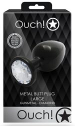 bijou anal round gem l 8 x 4cm noir transparent 5