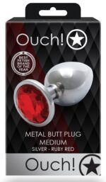 bijou anal round gem m 7 x 33 cm argente rouge 1