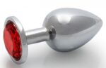 bijou anal round gem m 7 x 33 cm argente rouge