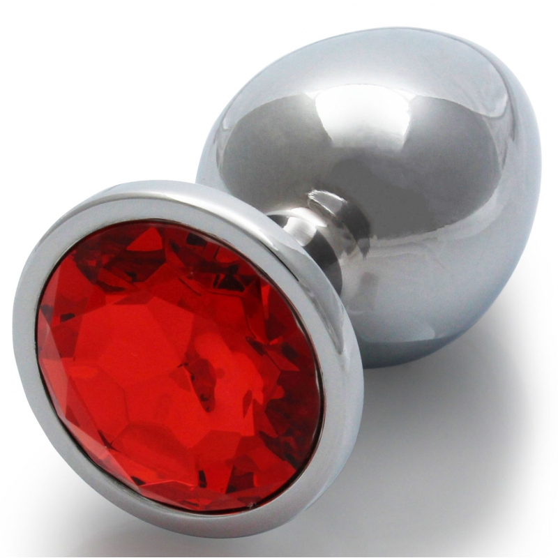 bijou anal round gem m 7 x 33 cm argente rouge 2