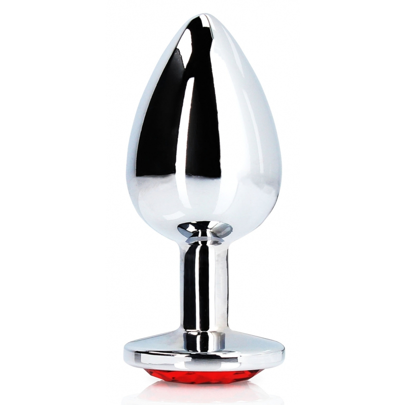bijou anal round gem m 7 x 33 cm argente rouge 3