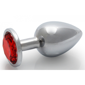bijou anal round gem m 7 x 33 cm argente rouge