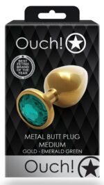 bijou anal round gem m 7 x 33cm dore vert 1