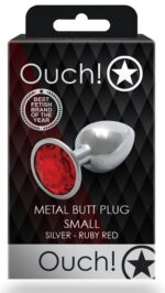 bijou anal round gem s 6 x 26cm argente rouge 1