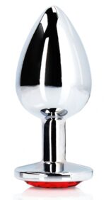 bijou anal round gem s 6 x 26cm argente rouge 2