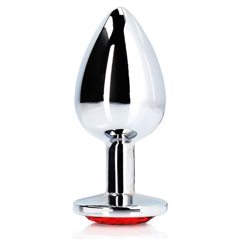 bijou anal round gem s 6 x 26cm argente rouge 2