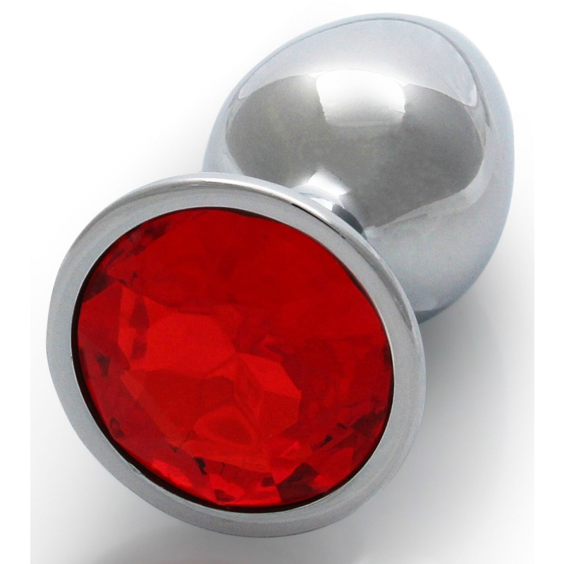 bijou anal round gem s 6 x 26cm argente rouge 3