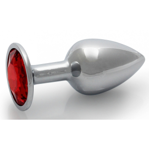 bijou anal round gem s 6 x 26cm argente rouge