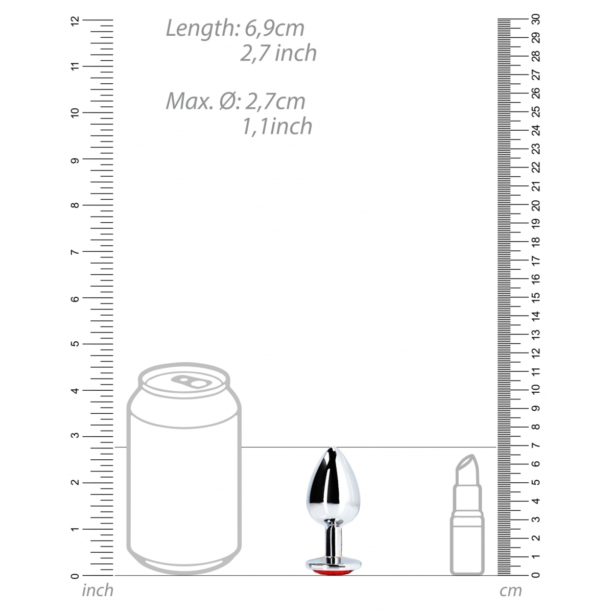 bijou anal round gem s 6 x 26cm argente rouge 4