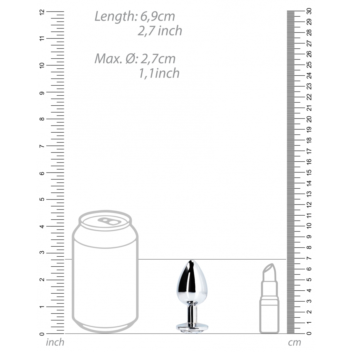 bijou anal round gem s 6 x 26cm argente transparent 3