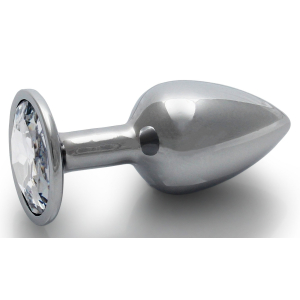 bijou anal round gem s 6 x 26cm argente transparent