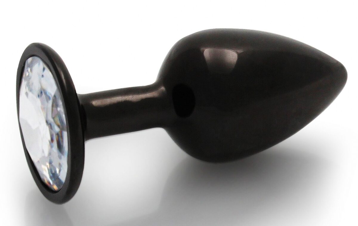 bijou anal round gem s 6 x 26cm noir transparent
