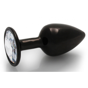 bijou anal round gem s 6 x 26cm noir transparent