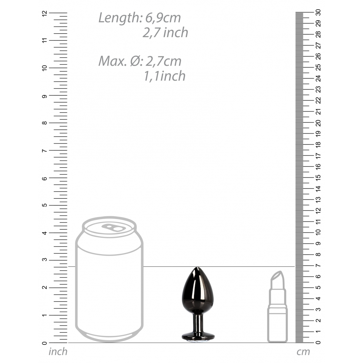 bijou anal round gem s 6 x 26cm noir transparent 4