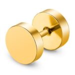 black screw stud earring for men gold