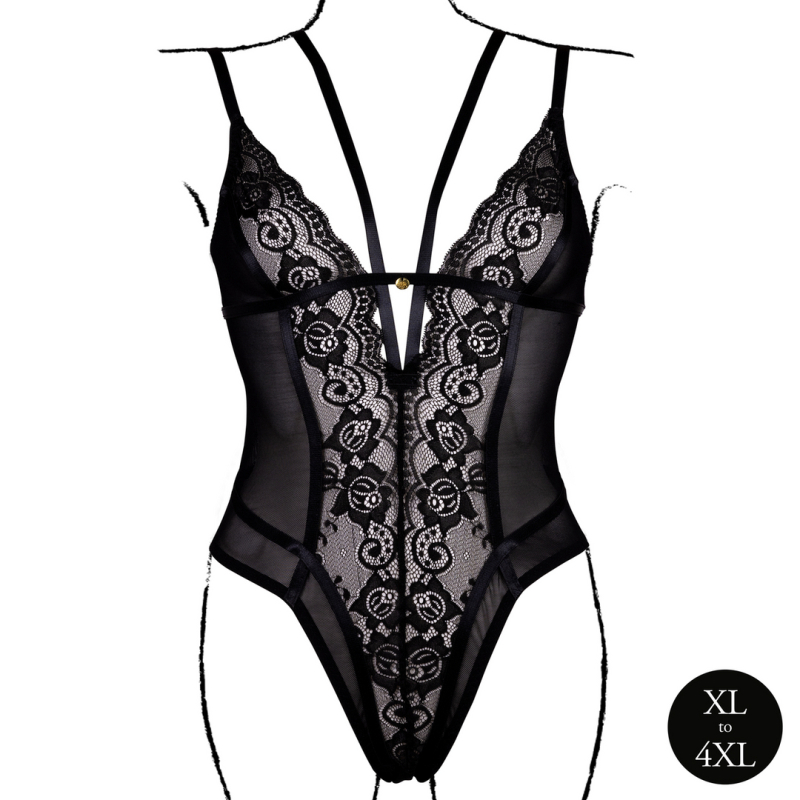 body dentelle double bretelle grande taille carlita noir 4