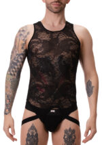 body homme en dentelle enver noir