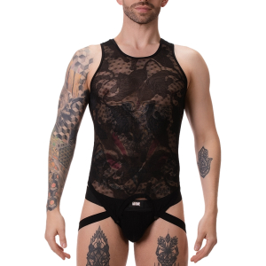 body homme en dentelle enver noir