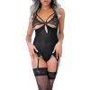 body porte jarretelles string lace and mesh noir