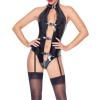 body porte jarretelles vinyl body noir
