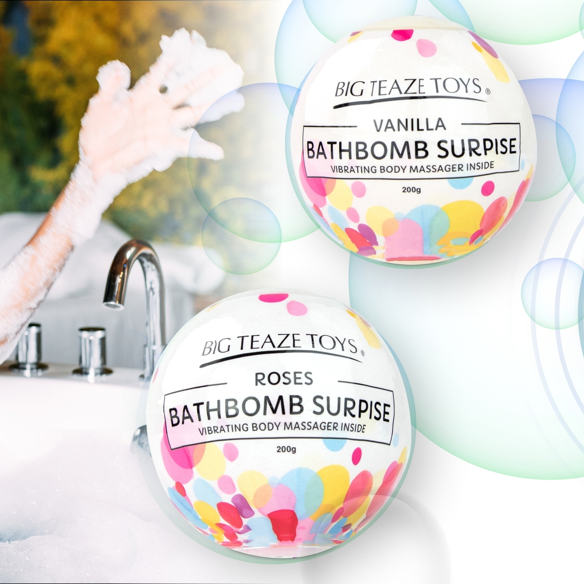 bombe de bain moussante avec vibro parfum rose 1