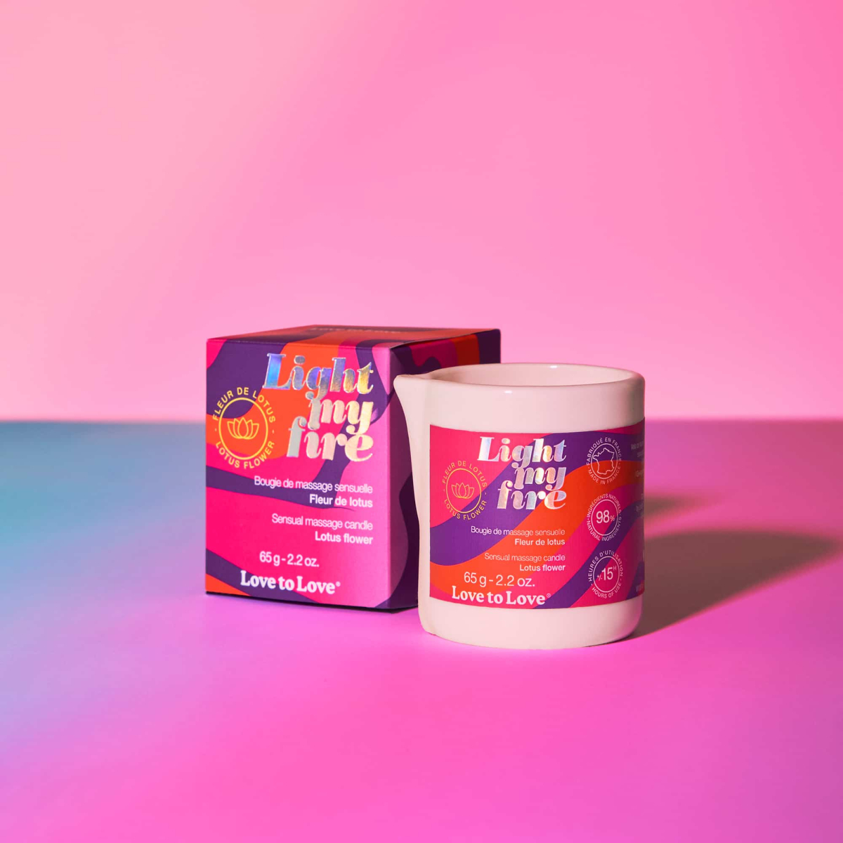 bougie de massage light my fire 65g fleur de lotus 1