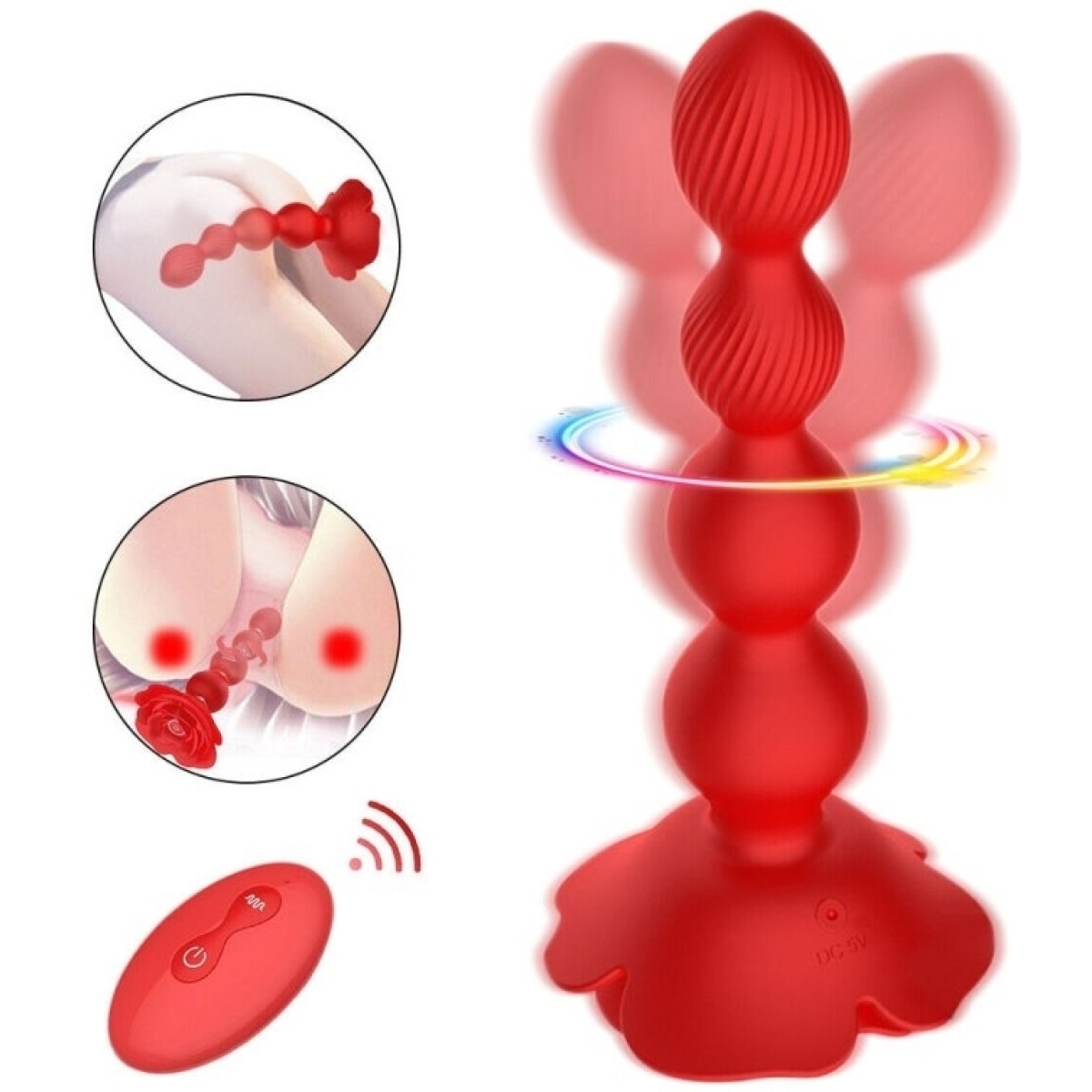 boules anales rotatives vibrantes rosebird 15 x 35cm 3