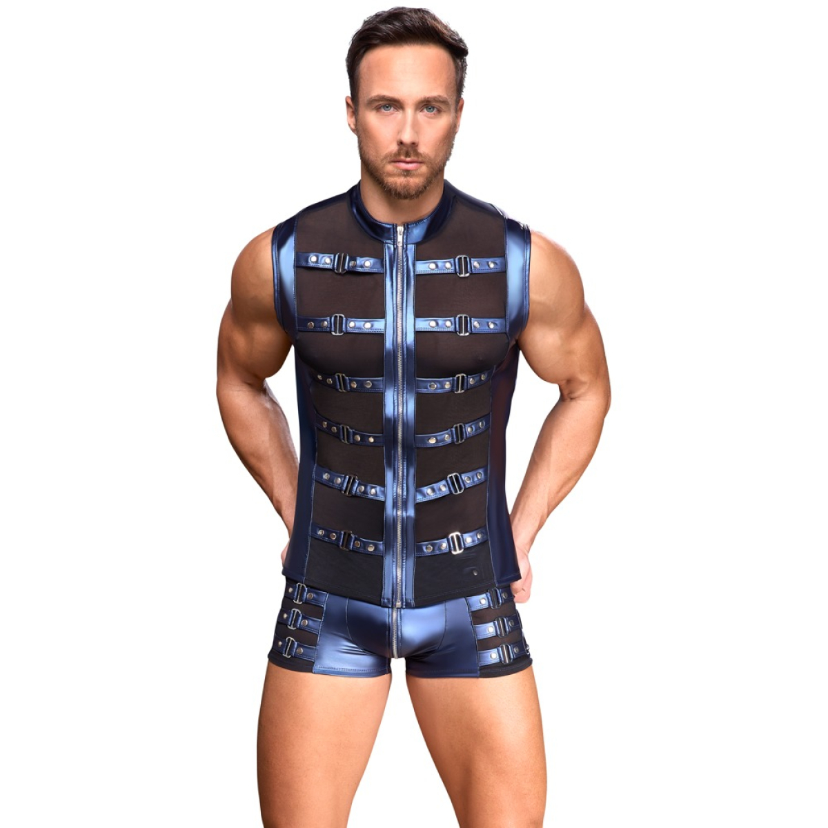 boxer avec zip eclino bleu metallise 4