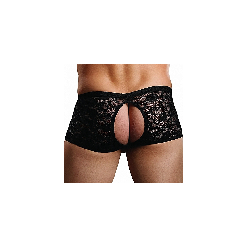 boxer bottomless en dentelle crocthless noir 1