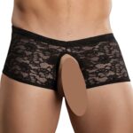 boxer bottomless en dentelle crocthless noir scaled
