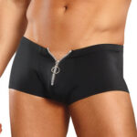 boxer court avec zip ring short noir