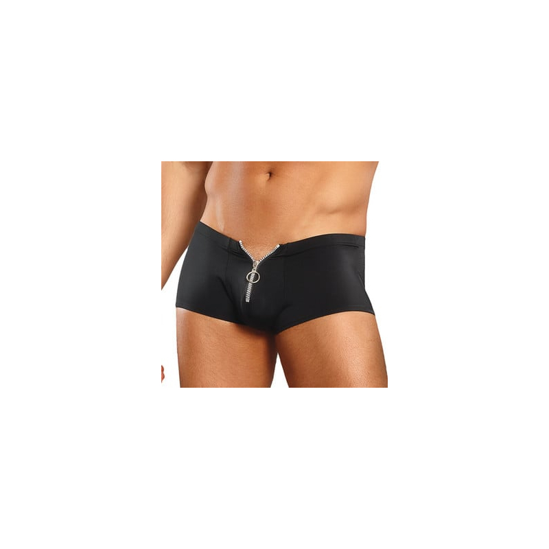 boxer court avec zip ring short noir