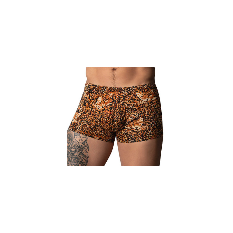boxer leopard ring short marron