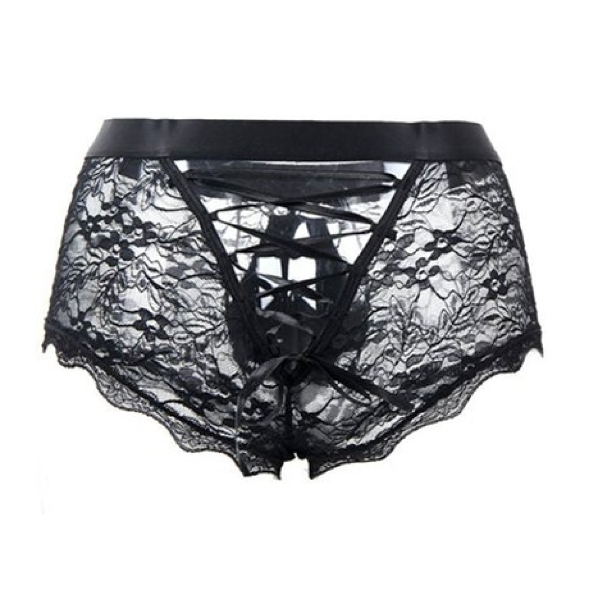boxer ouvert en dentelle lacien noire 1