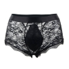 boxer ouvert en dentelle lacien noire
