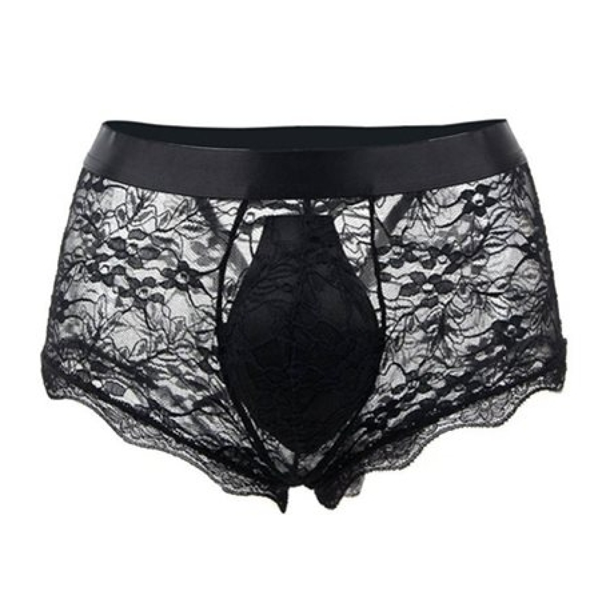 boxer ouvert en dentelle lacien noire