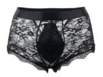 boxer ouvert en dentelle lacien noire