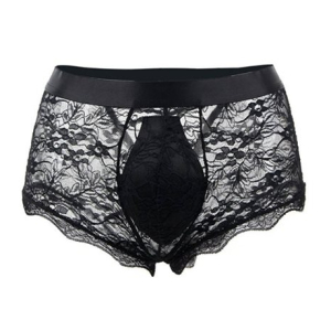 boxer ouvert en dentelle lacien noire