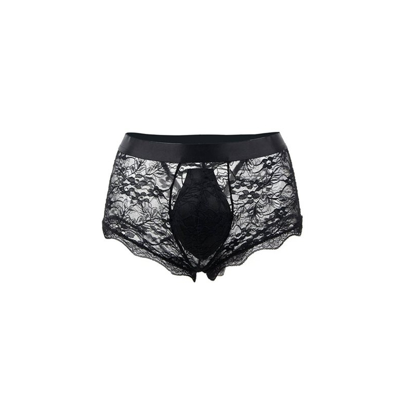 boxer ouvert en dentelle lacien noire