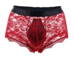 boxer ouvert en dentelle lacien rouge
