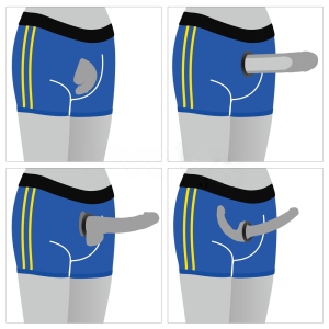 boxer porte gode chic strap on bleu taille xs s