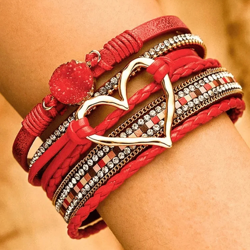 bracelet heart shape rouge 1