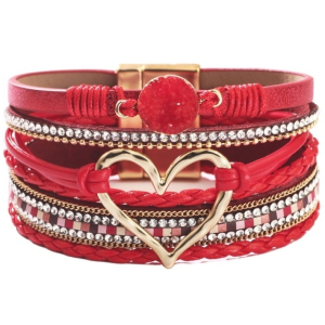 bracelet heart shape rouge