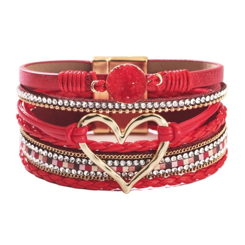 bracelet heart shape rouge