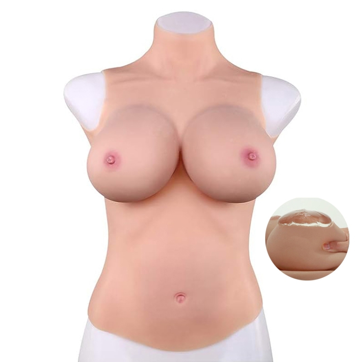 buste entier seins realistes silicone col haut bonnet e