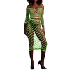 bustier et robe filet epaules denudees vert fluo scaled